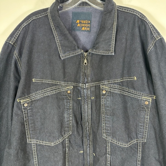Marithe Francois Girbaud Denim Jacket MENS 2XL Blue SELVEDGE Cotton Full Zip - Picture 3 of 12